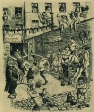 Heinrich Zille: Zirkusspiel im Hinterhof, 1924.